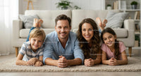 Happy Family Lounging in Cozy Living Room