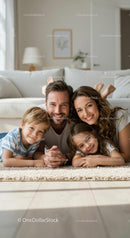 Happy Family Relaxing Together in Cozy Living Room