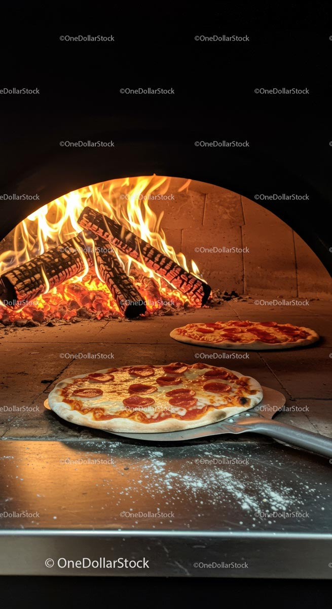 Pepperoni Pizza in a Wood-Fired Oven
