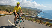 Cyclist on Scenic Coastal Road with Ocean View