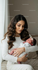 Loving Mother Holding Her Newborn in Gentle Embrace
