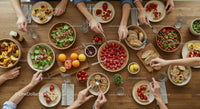Vibrant Summer Feast with Fresh Salads and Strawberries