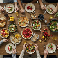 Vibrant Family Meal with Fresh Fruits and Vegetables