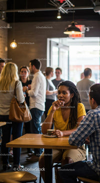 Casual Meeting in a Bustling Coffee Shop