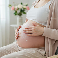 Pregnant Woman Applying Cream to Her Belly