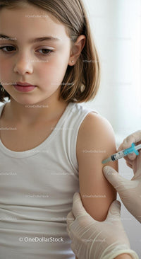 Young Girl Receiving Vaccination at Medical Clinic