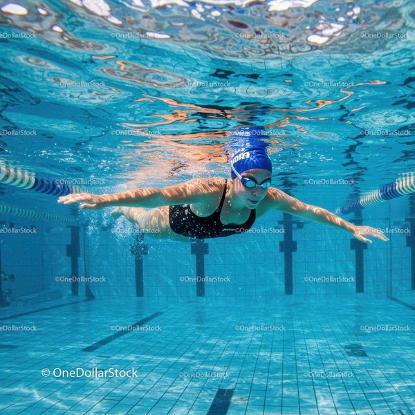 Underwater Shot of Athlete Swimming Freestyle in Pool