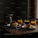 Rustic Breakfast with Pancakes and Fresh Fruit