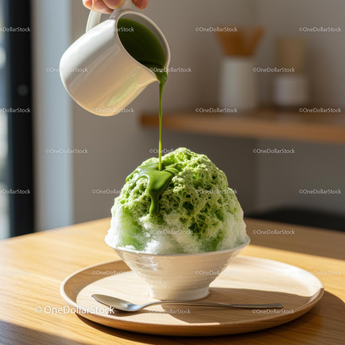 Refreshing Shaved Ice with Green Matcha Syrup