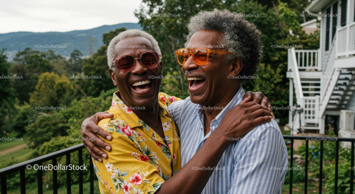 Joyful Senior Friends Laughing Together Outdoors