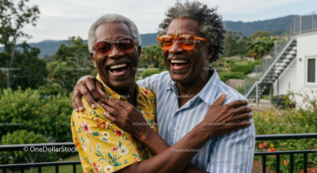 Elderly Friends Sharing a Joyful Moment Outdoors