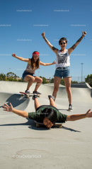 Friends Enjoying Skateboarding Adventure at the Park