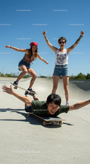 Friends Enjoy Dynamic Skateboarding at Sunny Park