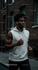 Young Man Jogging in the City with Headphones