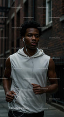 Young Man Jogging in the City with Headphones