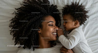 Joyful Mother and Child Embracing in Cozy Setting