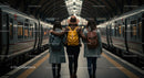 Friends Exploring Train Station on a Travel Adventure