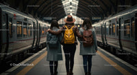 Friends Exploring Train Station on a Travel Adventure