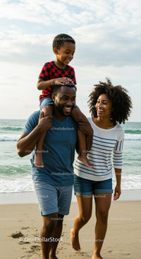 Family Enjoying a Walk on the Beach