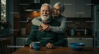Happy Senior Couple Enjoying Morning Coffee in Cozy Kitchen