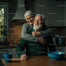 Happy Senior Couple Enjoying Morning Coffee in Cozy Kitchen