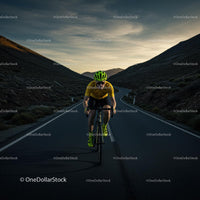 Cyclist on Serene Mountain Road at Sunset