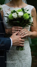 Bride Holding White Rose and Chrysanthemum Bouquet