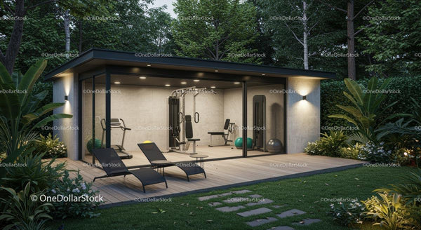 Modern Outdoor Gym Surrounded by Lush Greenery