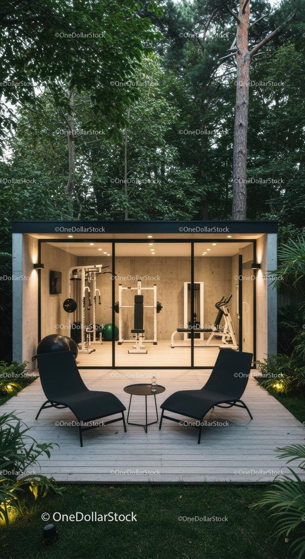 Modern Home Gym in a Serene Forest Retreat