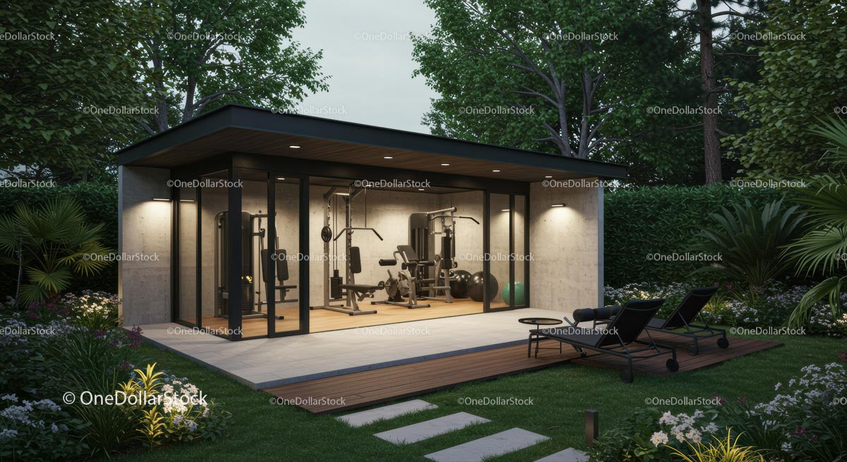 Modern Outdoor Gym in Scenic Garden Setting