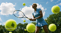 Athletic Woman Playing Tennis on a Sunny Day