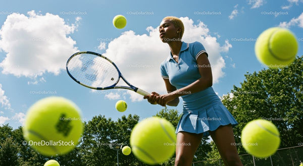 Athletic Woman Playing Tennis on a Sunny Day