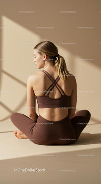 Woman Practicing Yoga in Brown Activewear