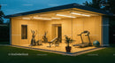 Modern Home Gym with Glass Walls and Fitness Equipment