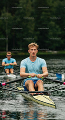Young Rowers Training on a Calm River