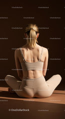 Woman Practicing Yoga in Beige Activewear