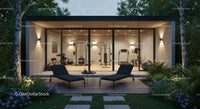 Modern Home Gym in Tranquil Garden Setting