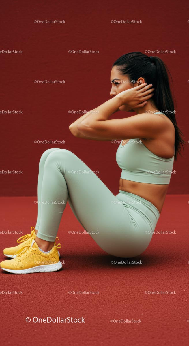 Woman in Sportswear Performing Sit-Ups Indoors
