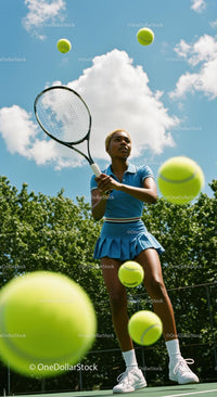 Female Tennis Player in Action at Sunny Outdoor Court