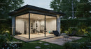 Modern Home Gym with Garden View and Glass Walls