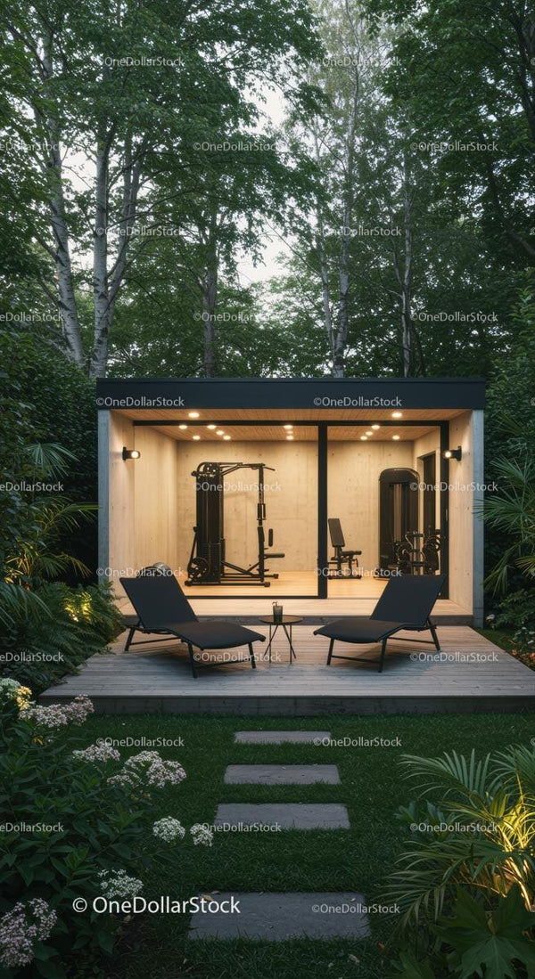 Modern Outdoor Gym in a Lush Garden Retreat