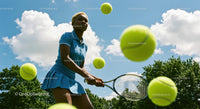 Focused Female Tennis Player in Motion on Sunny Day