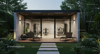 Luxury Home Gym Surrounded by Lush Greenery