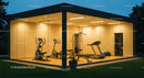 Modern Glass-Walled Gym with Exercise Equipment
