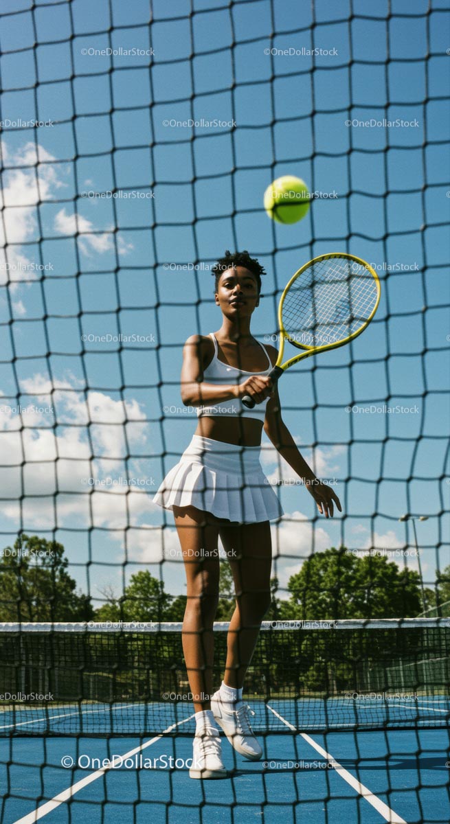 Focused Female Tennis Player on Court