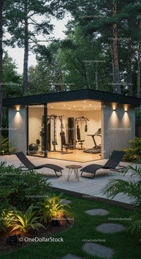 Modern Outdoor Gym in Tranquil Forest Setting