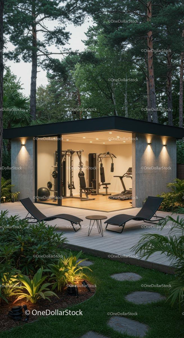 Modern Outdoor Gym in Tranquil Forest Setting