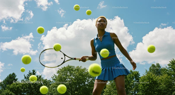 Dynamic Female Tennis Player in Action on a Sunny Day