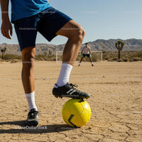 Soccer Practice in Arid Desert Landscape