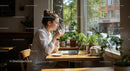 Woman Enjoying Coffee and Laptop in a Cozy Café